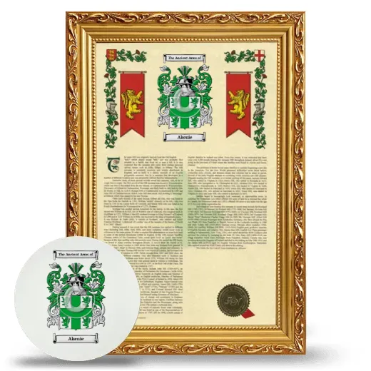 Akenie Framed Armorial History and Mouse Pad - Gold