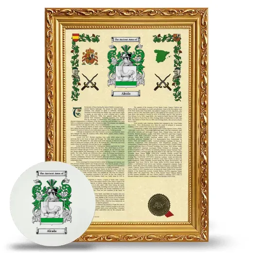 Alcala Framed Armorial History and Mouse Pad - Gold