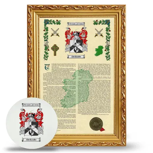 Aleckander Framed Armorial History and Mouse Pad - Gold