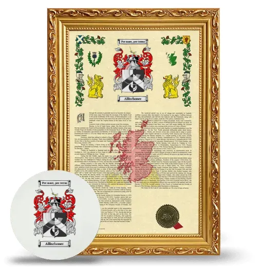 Allischoner Framed Armorial History and Mouse Pad - Gold