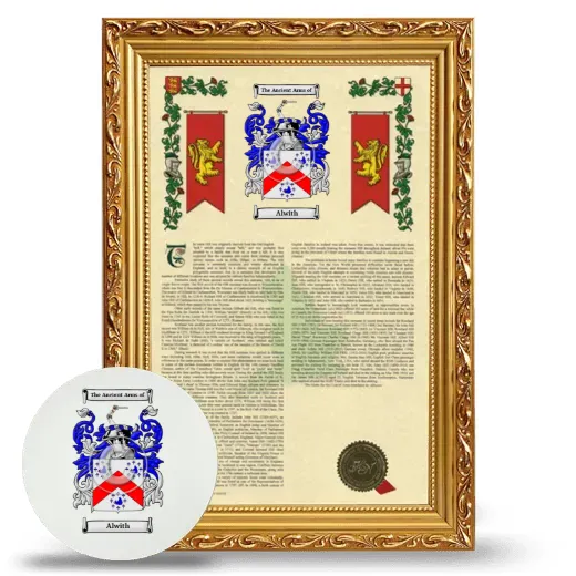 Alwith Framed Armorial History and Mouse Pad - Gold