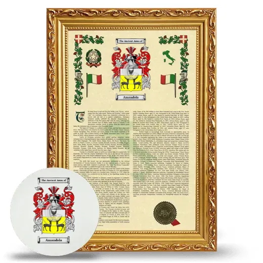 Amandola Framed Armorial History and Mouse Pad - Gold
