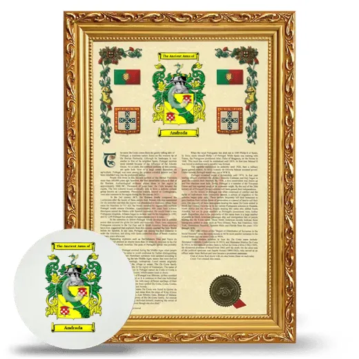 Andrada Framed Armorial History and Mouse Pad - Gold
