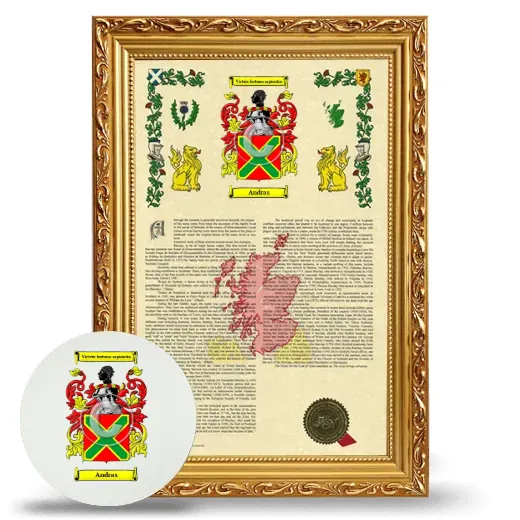 Andras Framed Armorial History and Mouse Pad - Gold