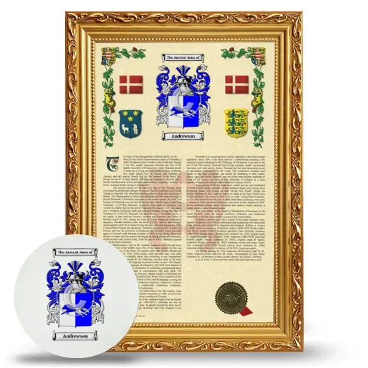 Andrewson Framed Armorial History and Mouse Pad - Gold