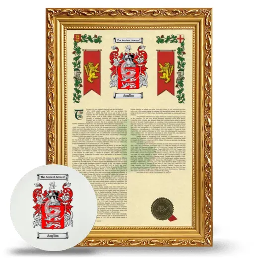 Anglim Framed Armorial History and Mouse Pad - Gold