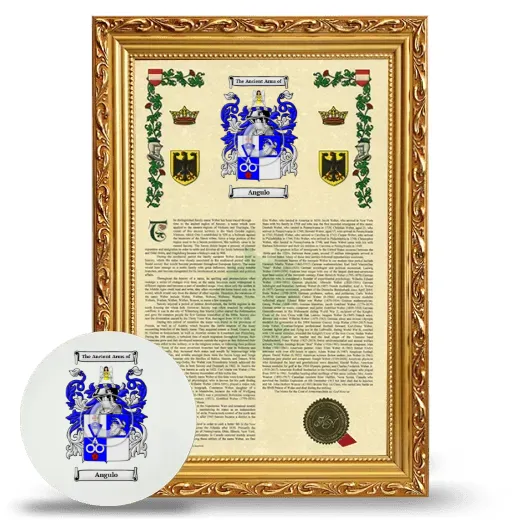 Angulo Framed Armorial History and Mouse Pad - Gold
