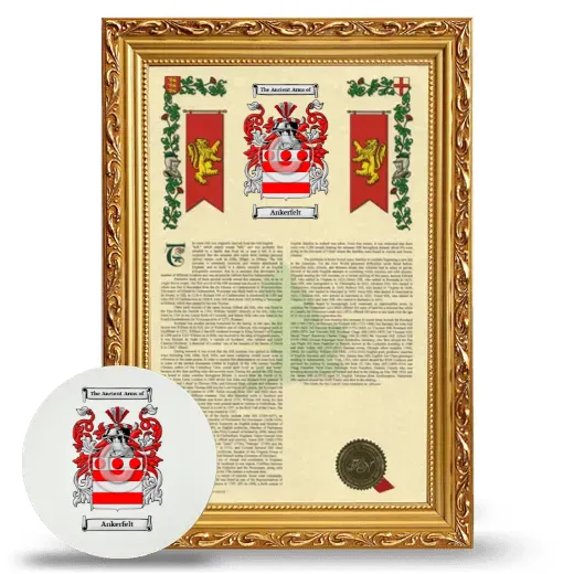 Ankerfelt Framed Armorial History and Mouse Pad - Gold