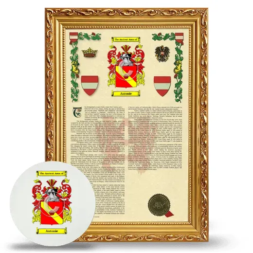 Antonie Framed Armorial History and Mouse Pad - Gold