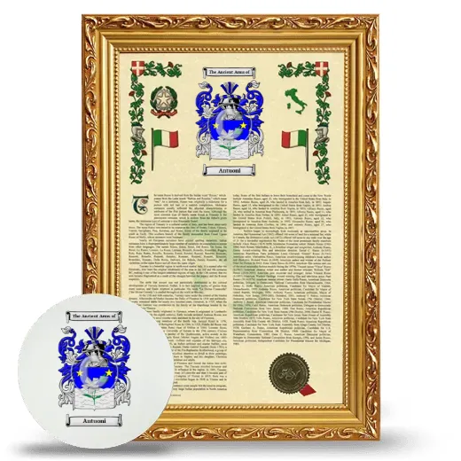 Antuoni Framed Armorial History and Mouse Pad - Gold