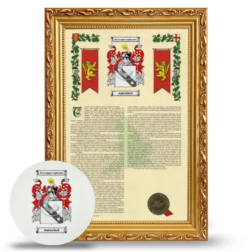 Antweisel Framed Armorial History and Mouse Pad - Gold