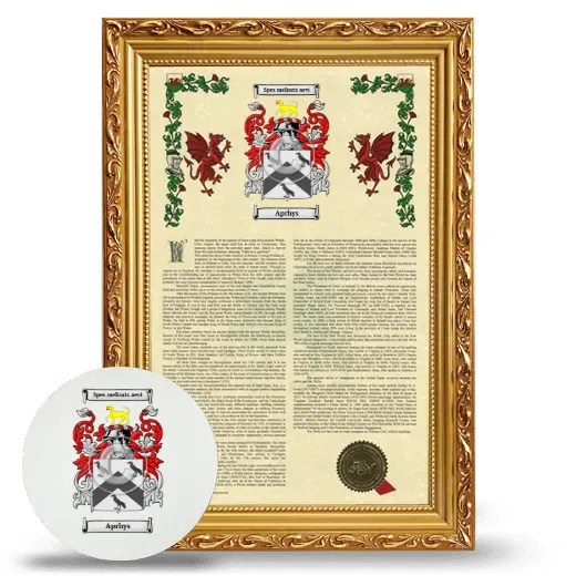 Aprhys Framed Armorial History and Mouse Pad - Gold