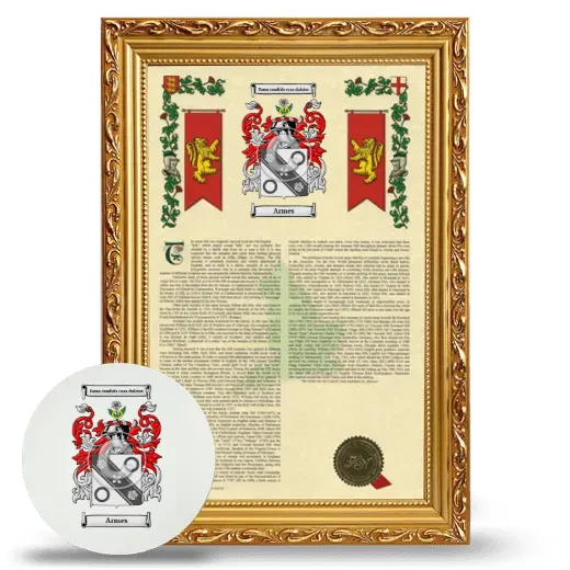 Armes Framed Armorial History and Mouse Pad - Gold