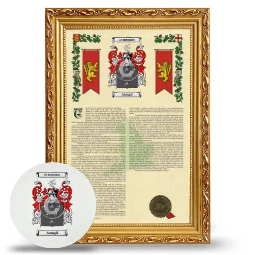 Arungil Framed Armorial History and Mouse Pad - Gold