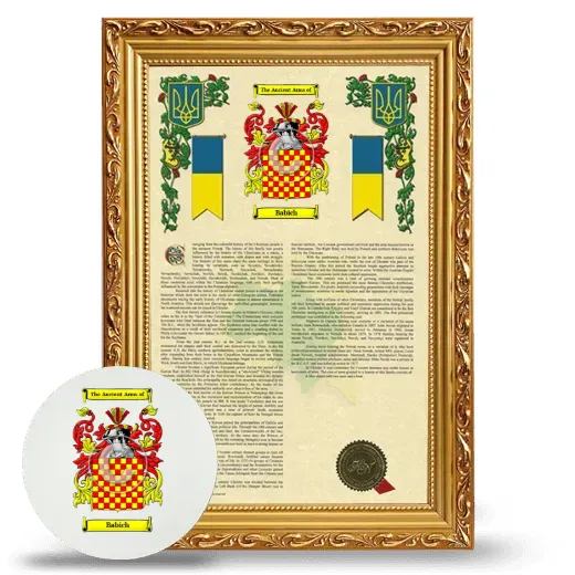 Babich Framed Armorial History and Mouse Pad - Gold