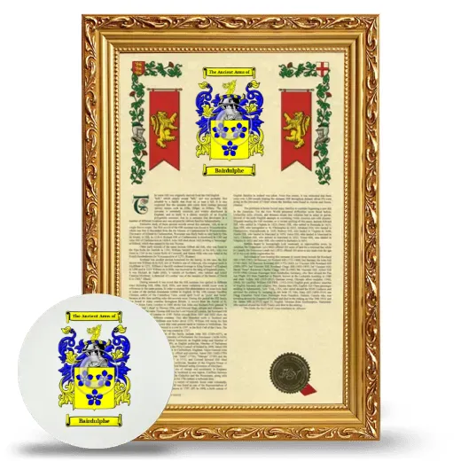 Bairdulphe Framed Armorial History and Mouse Pad - Gold