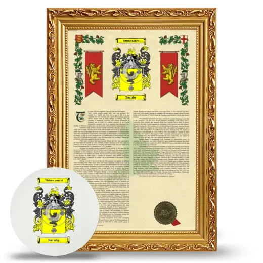 Barnby Framed Armorial History and Mouse Pad - Gold