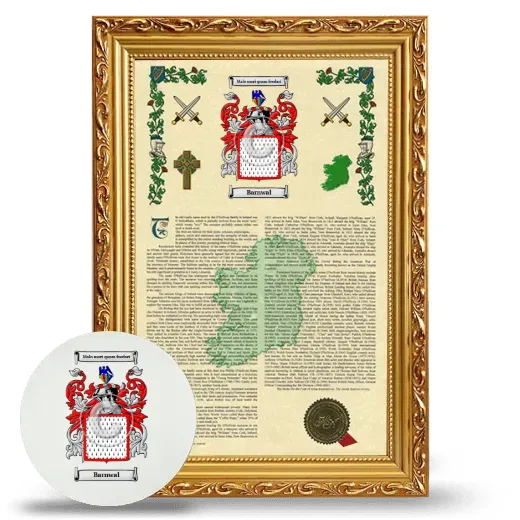 Barnwal Framed Armorial History and Mouse Pad - Gold