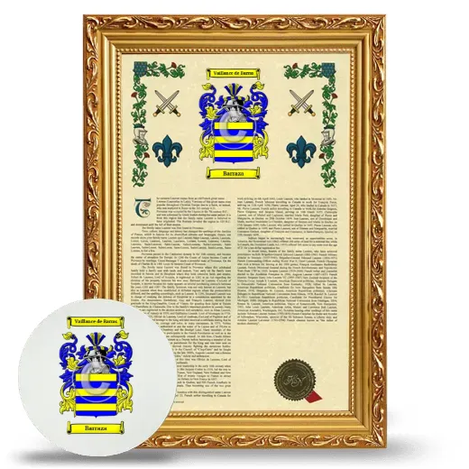 Barraza Framed Armorial History and Mouse Pad - Gold