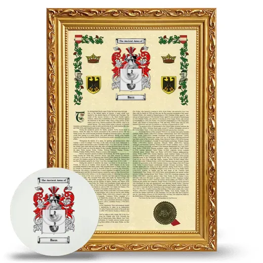 Bass Framed Armorial History and Mouse Pad - Gold