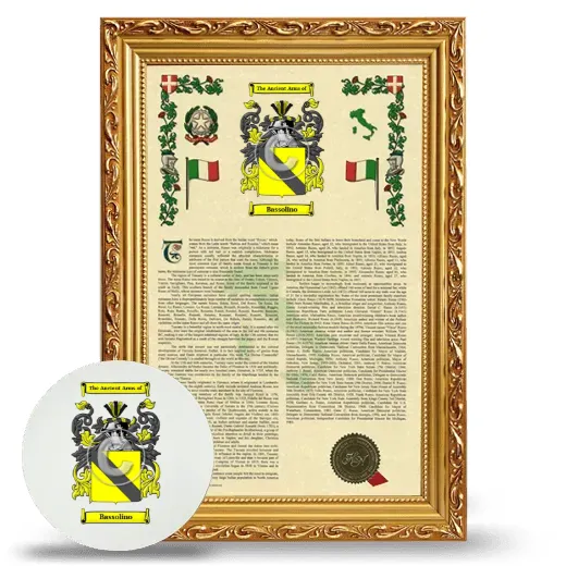 Bassolino Framed Armorial History and Mouse Pad - Gold