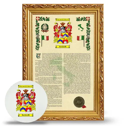 Battistelli Framed Armorial History and Mouse Pad - Gold