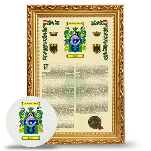Bauer Framed Armorial History and Mouse Pad - Gold