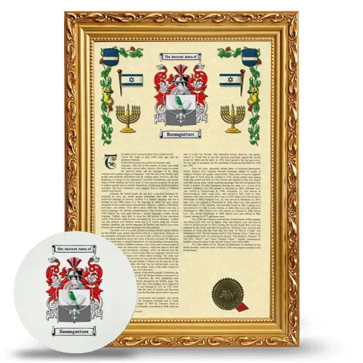 Baumgartner Framed Armorial History and Mouse Pad - Gold