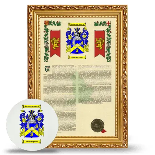 Bawdewynne Framed Armorial History and Mouse Pad - Gold