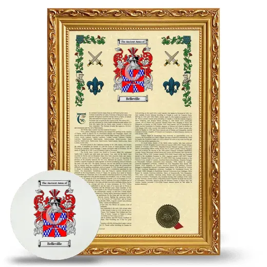 Belleville Framed Armorial History and Mouse Pad - Gold