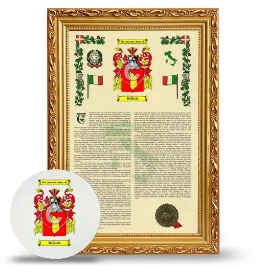 Bellotti Framed Armorial History and Mouse Pad - Gold