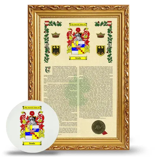 Benda Framed Armorial History and Mouse Pad - Gold