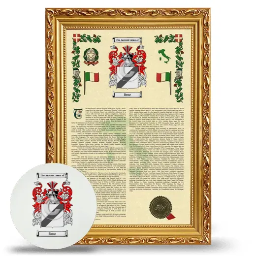Bene Framed Armorial History and Mouse Pad - Gold