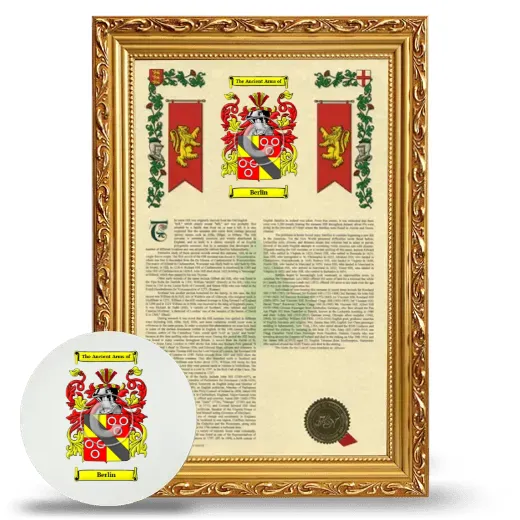 Berlin Framed Armorial History and Mouse Pad - Gold