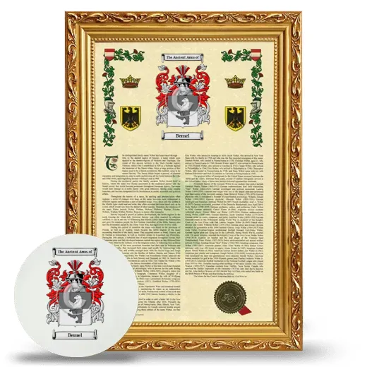 Bernel Framed Armorial History and Mouse Pad - Gold