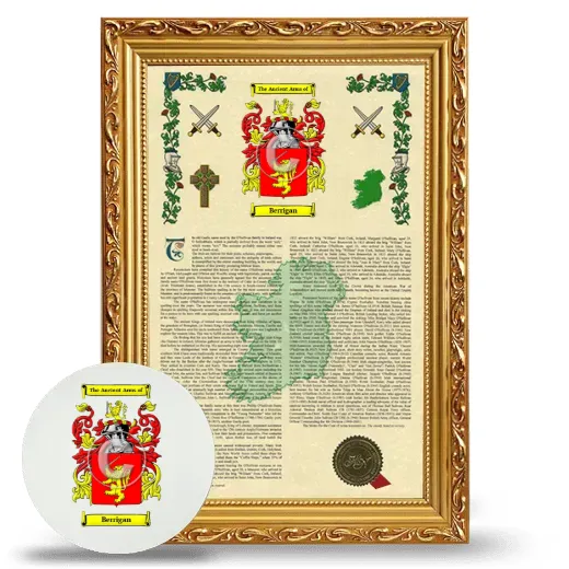 Berrigan Framed Armorial History and Mouse Pad - Gold