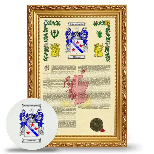 Bickeard Framed Armorial History and Mouse Pad - Gold