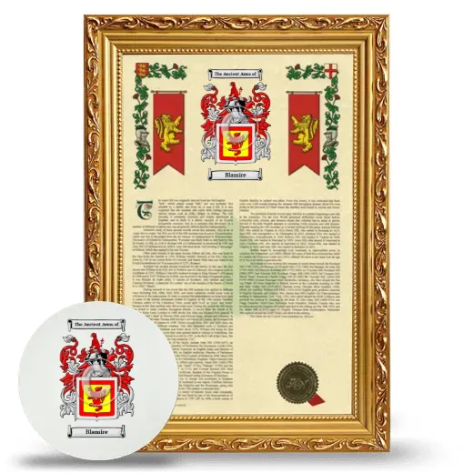 Blamire Framed Armorial History and Mouse Pad - Gold