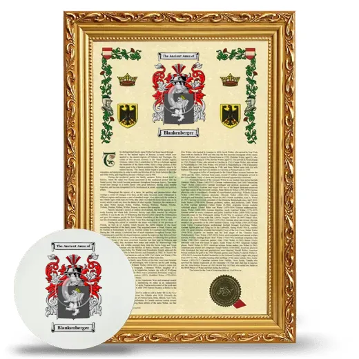 Blankenberger Framed Armorial History and Mouse Pad - Gold