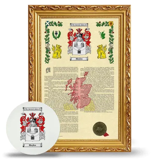 Blaylox Framed Armorial History and Mouse Pad - Gold