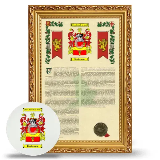 Blynkensop Framed Armorial History and Mouse Pad - Gold