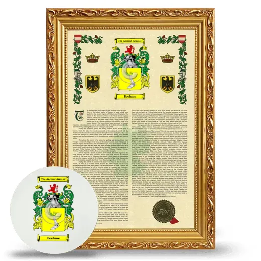 Boehme Framed Armorial History and Mouse Pad - Gold