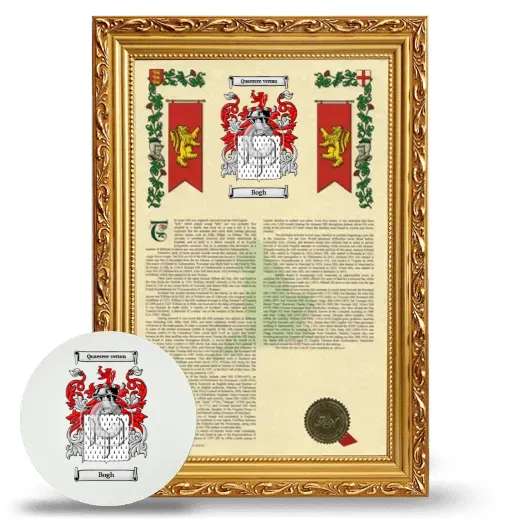 Bogh Framed Armorial History and Mouse Pad - Gold
