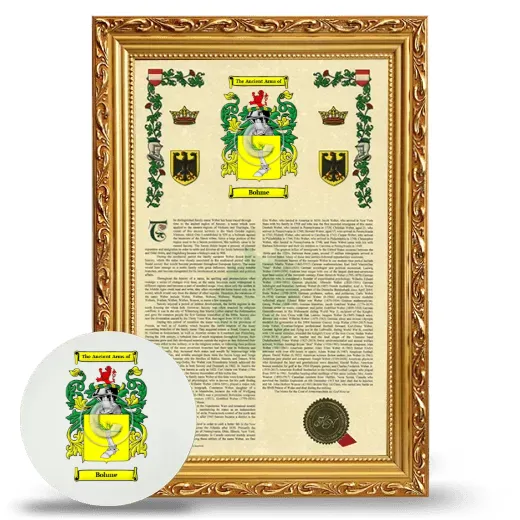 Bohme Framed Armorial History and Mouse Pad - Gold