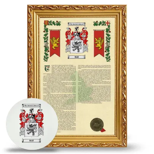 Bold Framed Armorial History and Mouse Pad - Gold