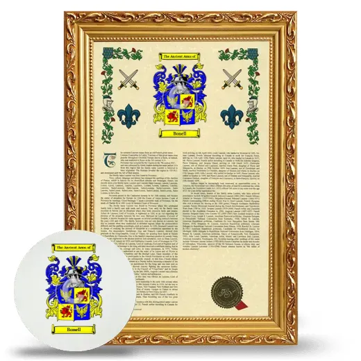 Bonell Framed Armorial History and Mouse Pad - Gold