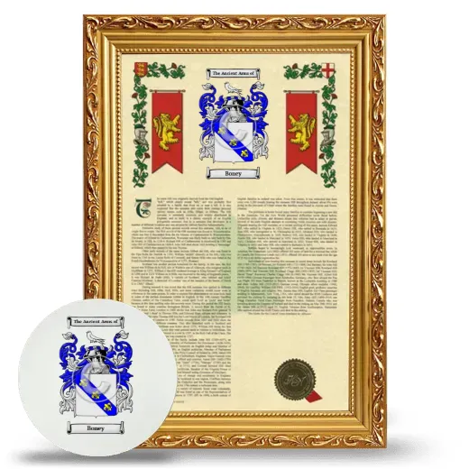 Boney Framed Armorial History and Mouse Pad - Gold