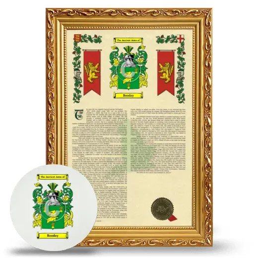 Booday Framed Armorial History and Mouse Pad - Gold