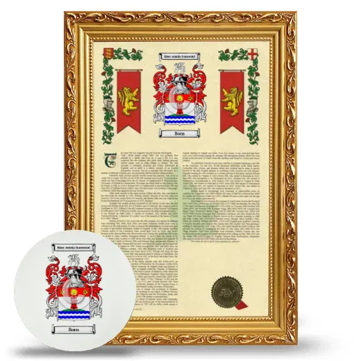 Born Framed Armorial History and Mouse Pad - Gold
