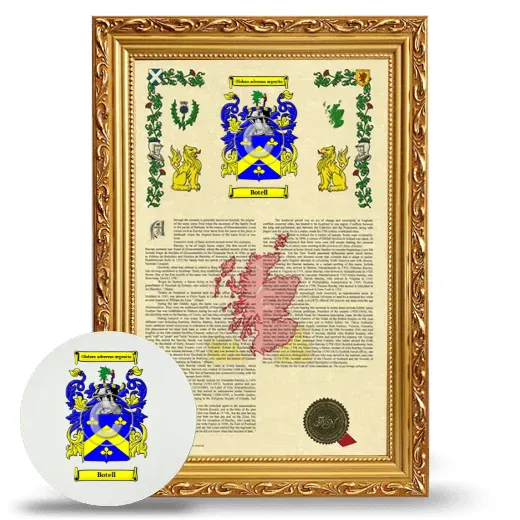 Botell Framed Armorial History and Mouse Pad - Gold